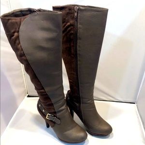 SHOEDAZZLE EILEEN BROWN 2-TONED BOOTS